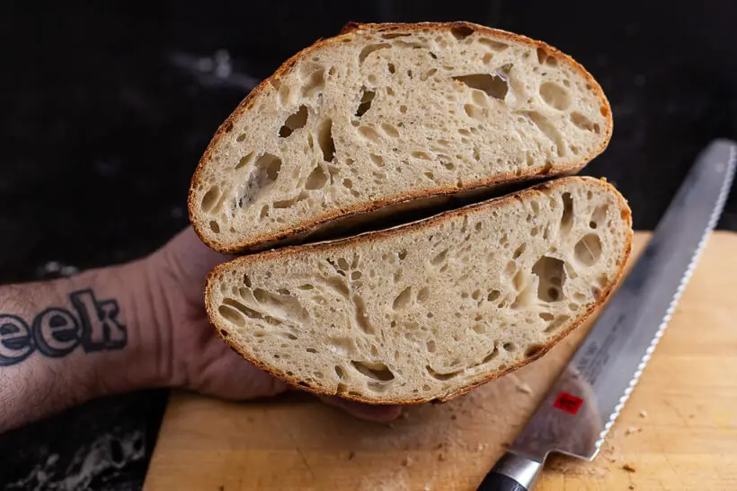 The crumb in the easiest sourdough bread