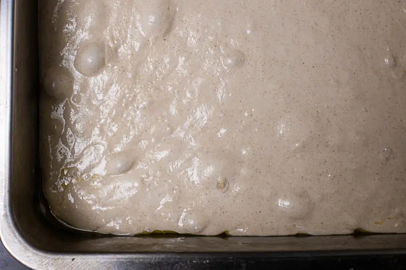 sourdough focaccia recipe - fermented dough