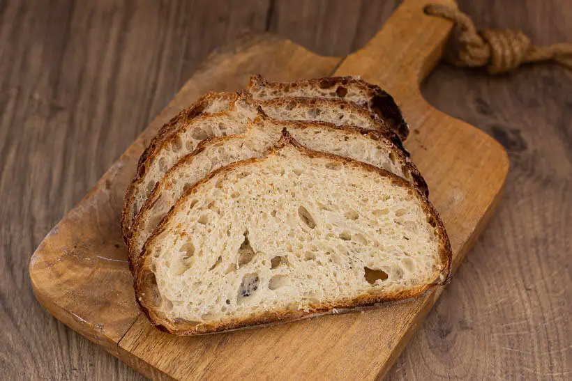 The soft and open crumb in this yeasted artisan bread recipe
