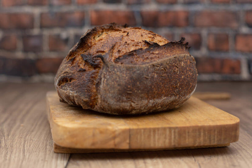 sourdough rye bread on a board