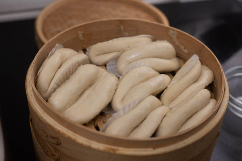 gua bao just before getting steamed