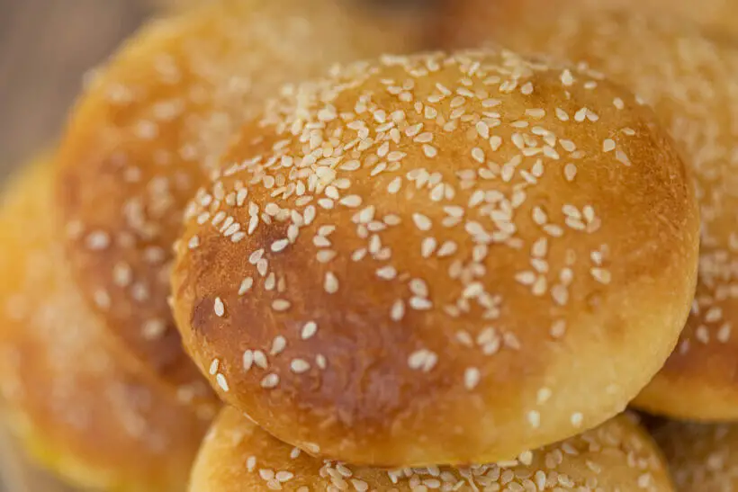another closeup of sourdough brioche burger buns