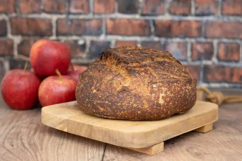 a boule made with apple sourdough starter