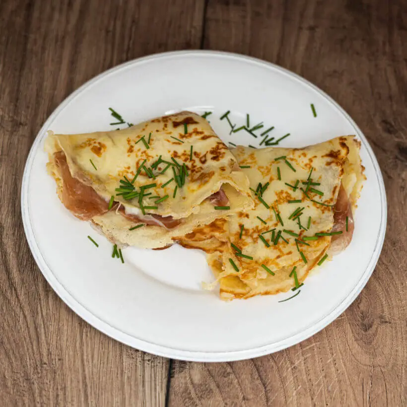 savory crêpes with a ham and cheese filling