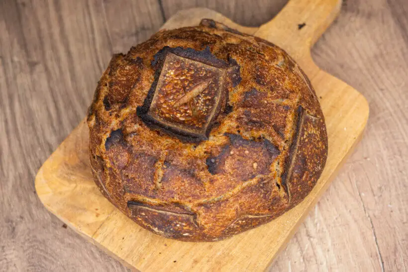 A sourdough bread on a board