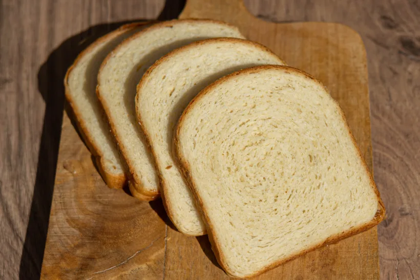 Crumb shot of homemade white bread