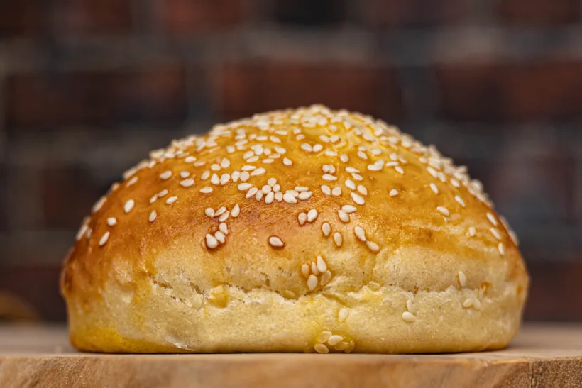 extremely soft potato bun topped with sasame seeds